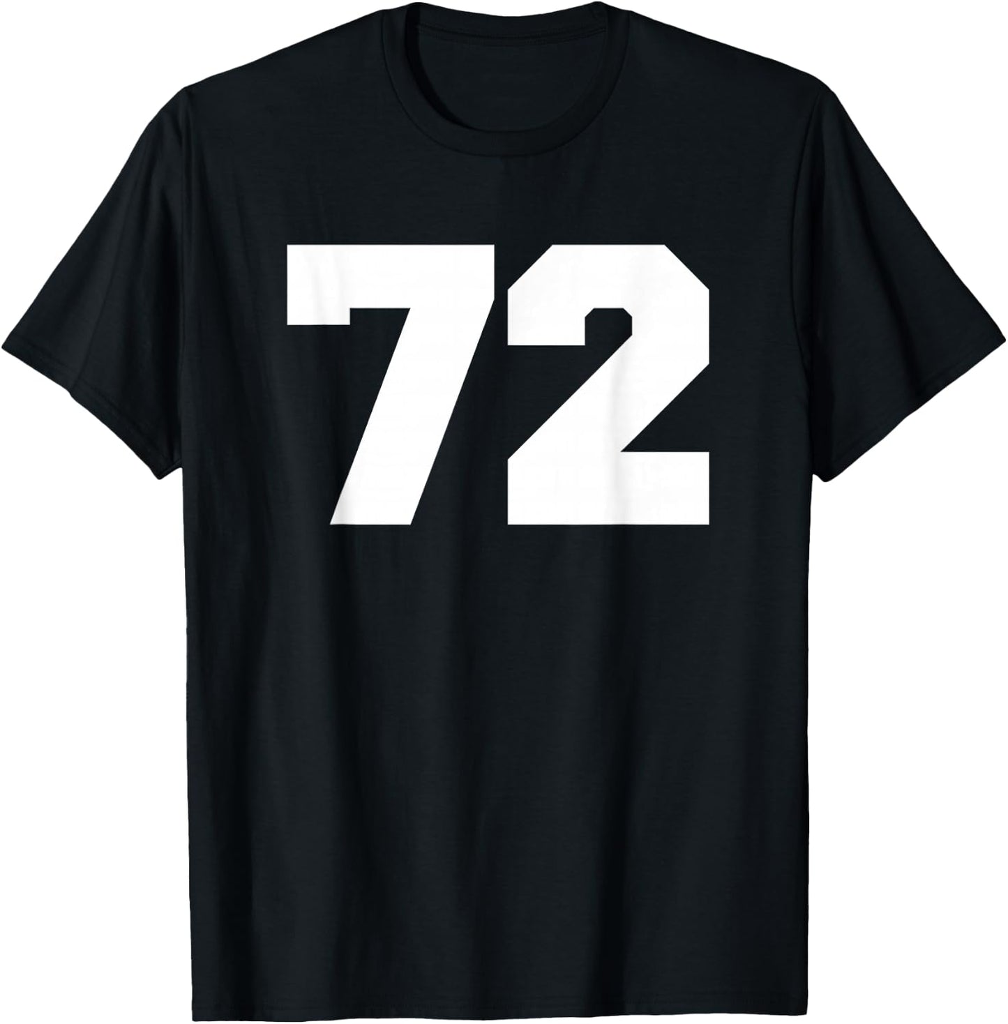 Number 72 Sports Jersey Player #72 Fan FRONT Print Varsity T-Shirt - T-Shirt | Black