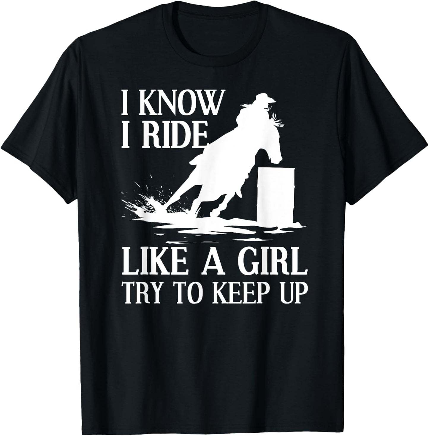 Funny Barrel Racing Art Girls Cowgirl Barrel Racer T-Shirt - T-Shirt | Black