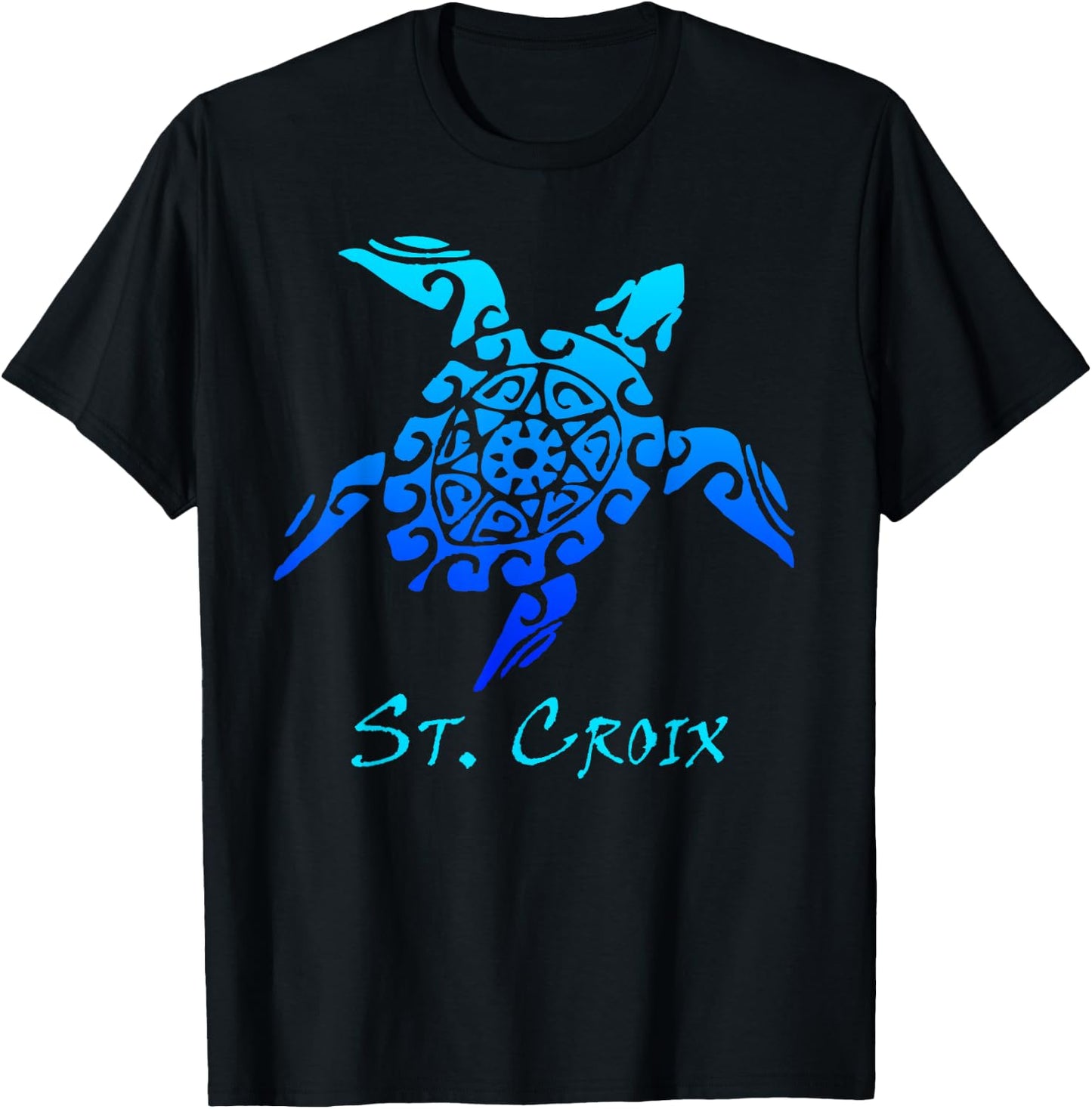 St. Croix Tribal Turtle Polynesian Tattoo Style Vacation T-Shirt - T-Shirt | Black