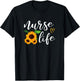 Nurse Life Funny Sunflower T-Shirt - T-Shirt | Black