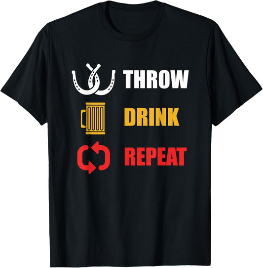 Horseshoe Pitching For Throwing Ringers & Beers T-Shirt - T-Shirt | Black