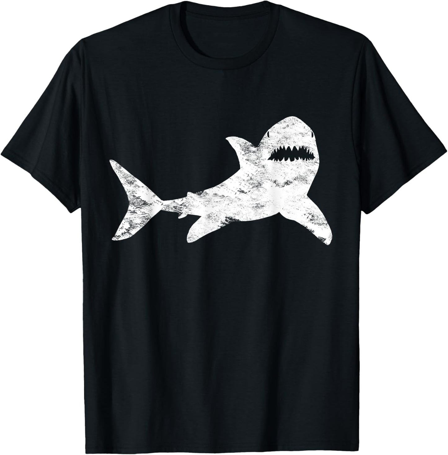 Shark Distressed Cool Vintage Shark Bite T-Shirt - T-Shirt | Black