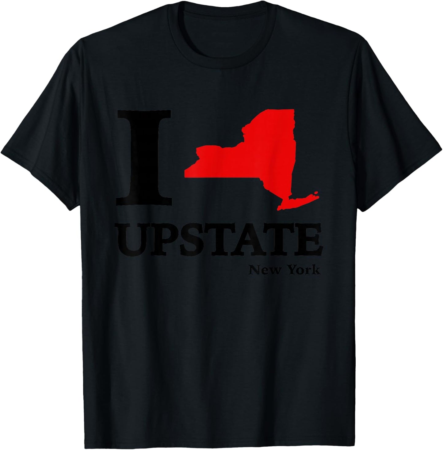 I Love Upstate NY - New York Heart Map T-Shirt - T-Shirt | Black