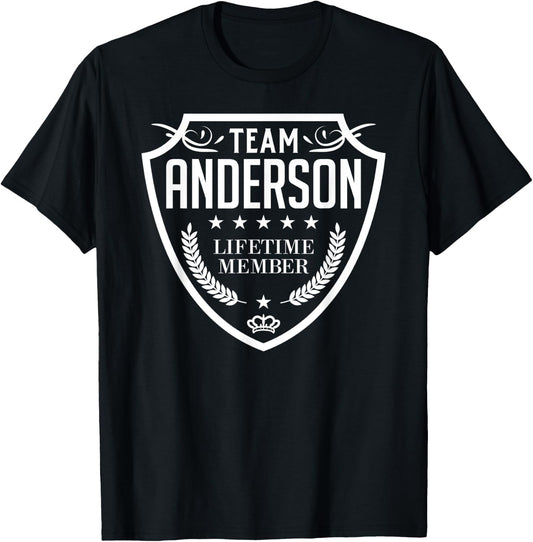 Team Anderson Lifetime Member Matching Family Crew Shirt T-Shirt - T-Shirt | Black