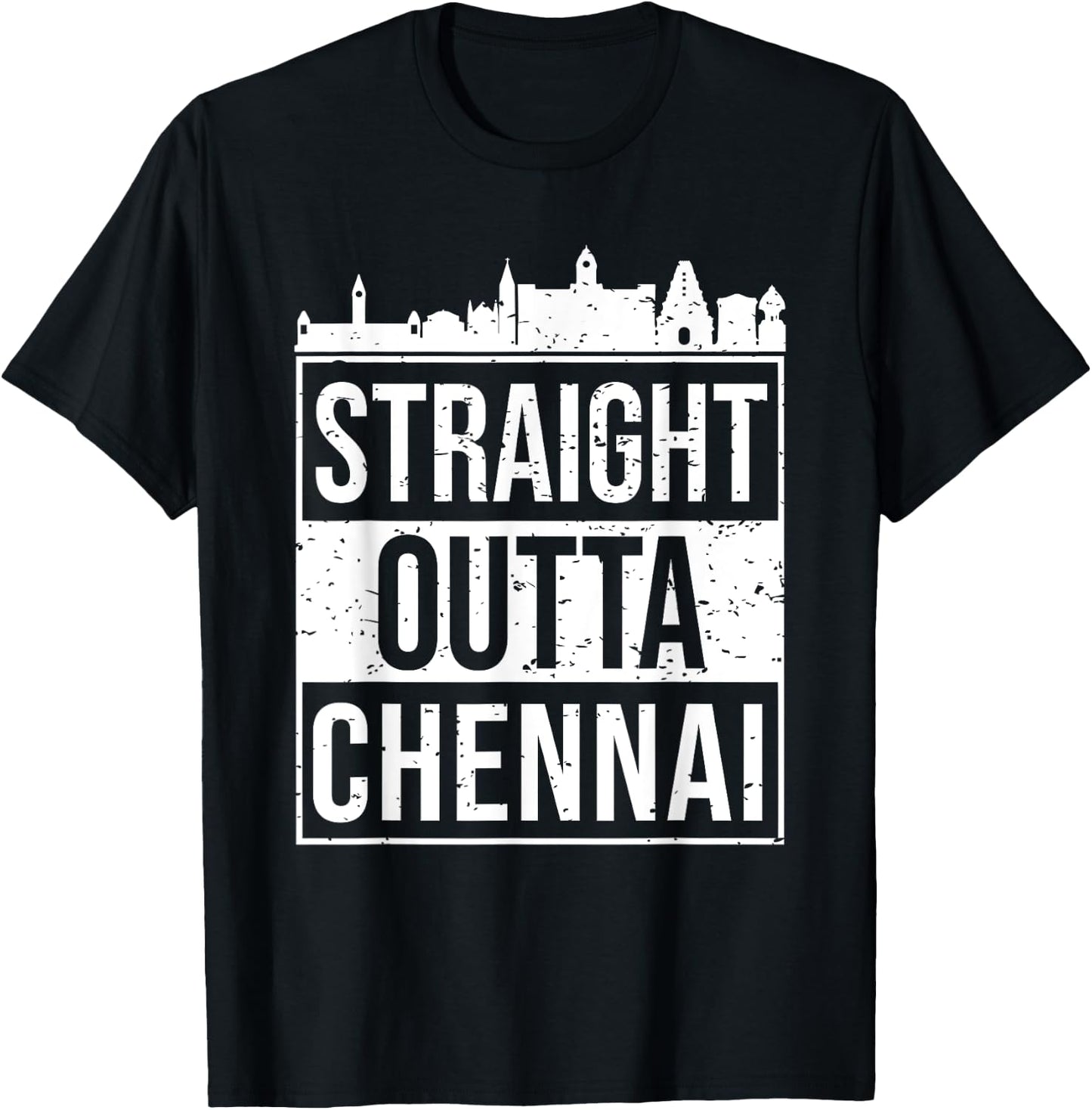 Straight Outta Chennai Madras Tamil Tamilnadu T-Shirt - T-Shirt | Black