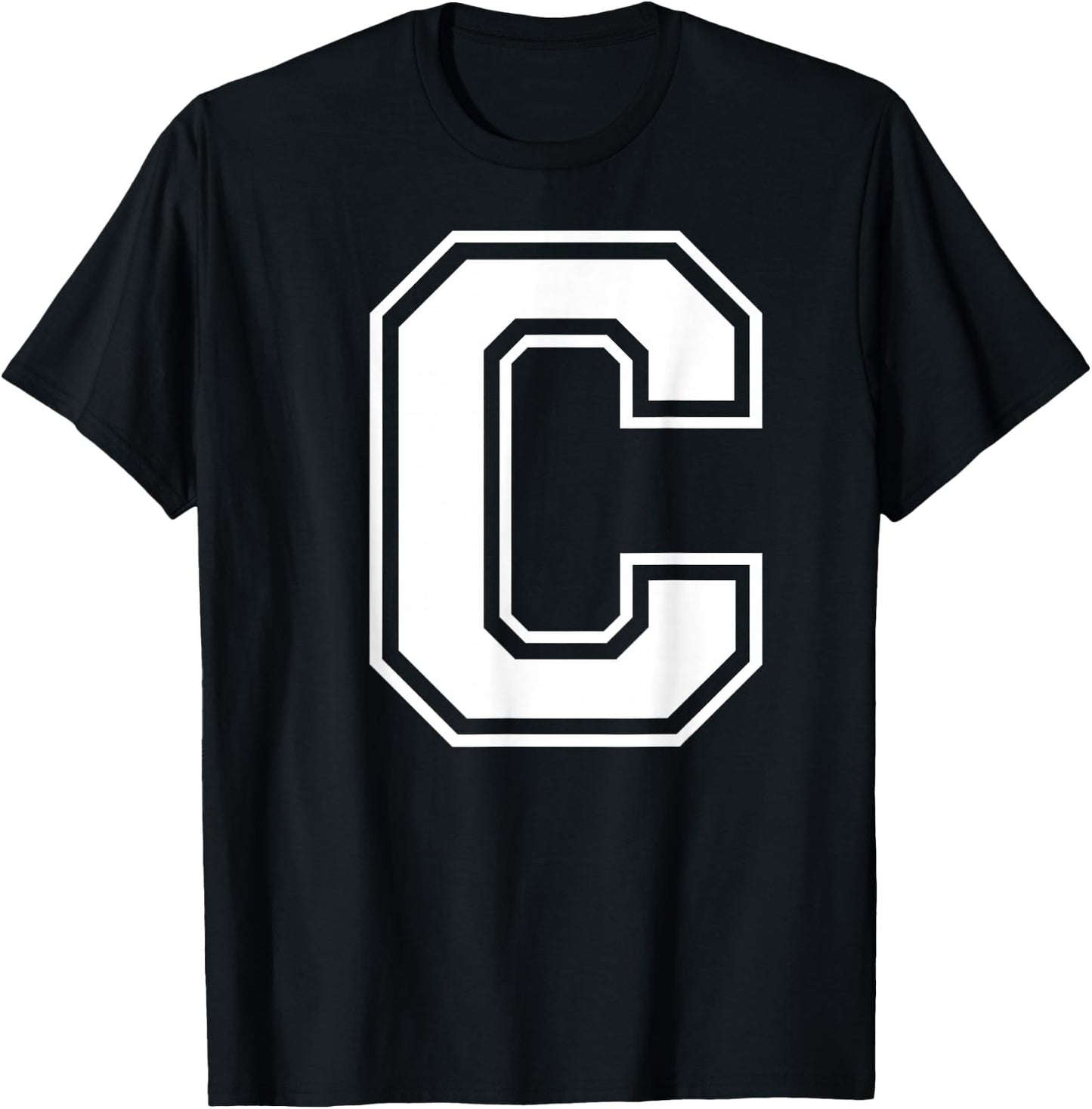 Letter C Capital Alphabet College Varsity Monogram Club T-Shirt - T-Shirt | Black