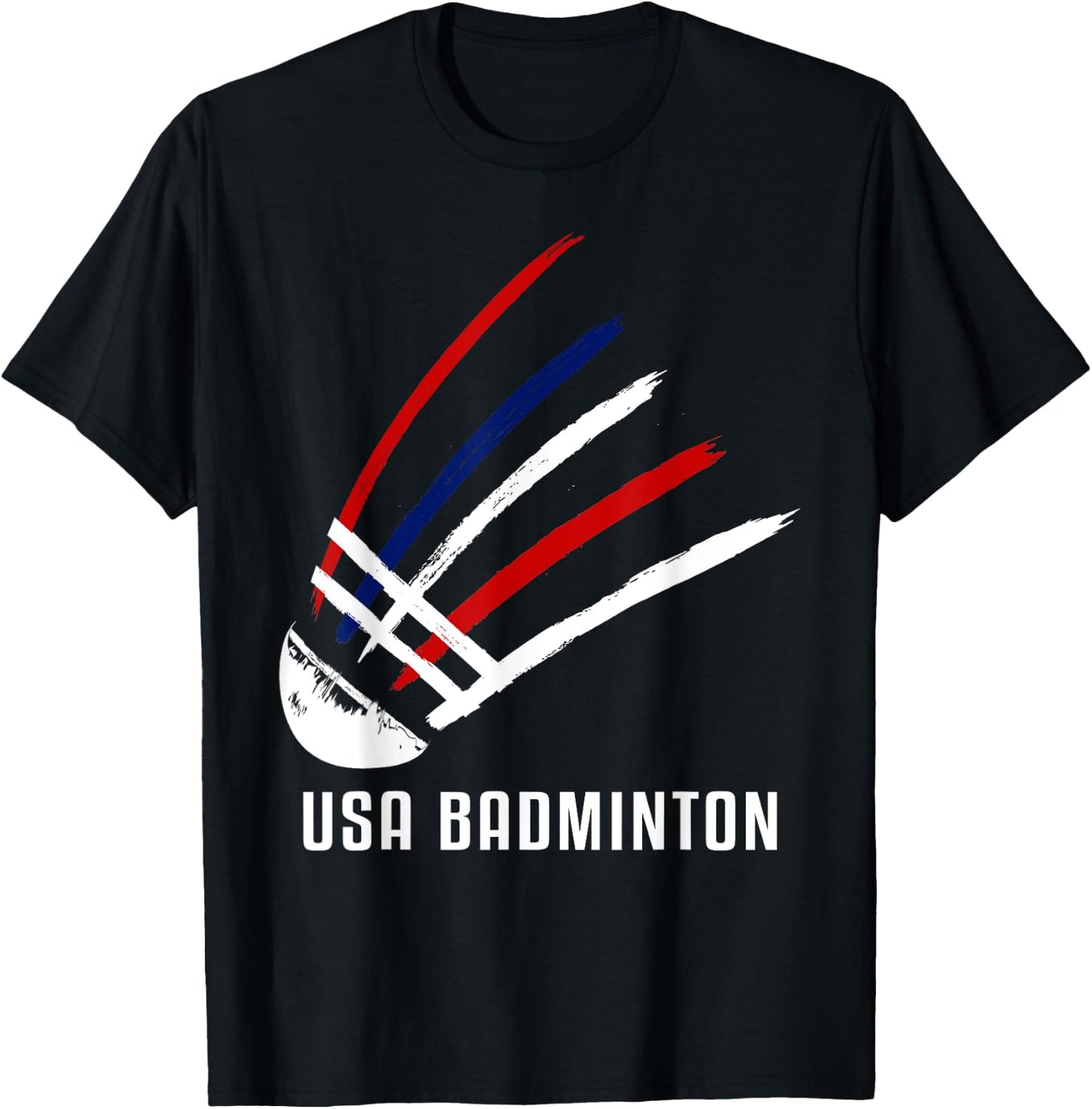 USA Badminton Shuttlecock Red White Blue T-Shirt - T-Shirt | Black