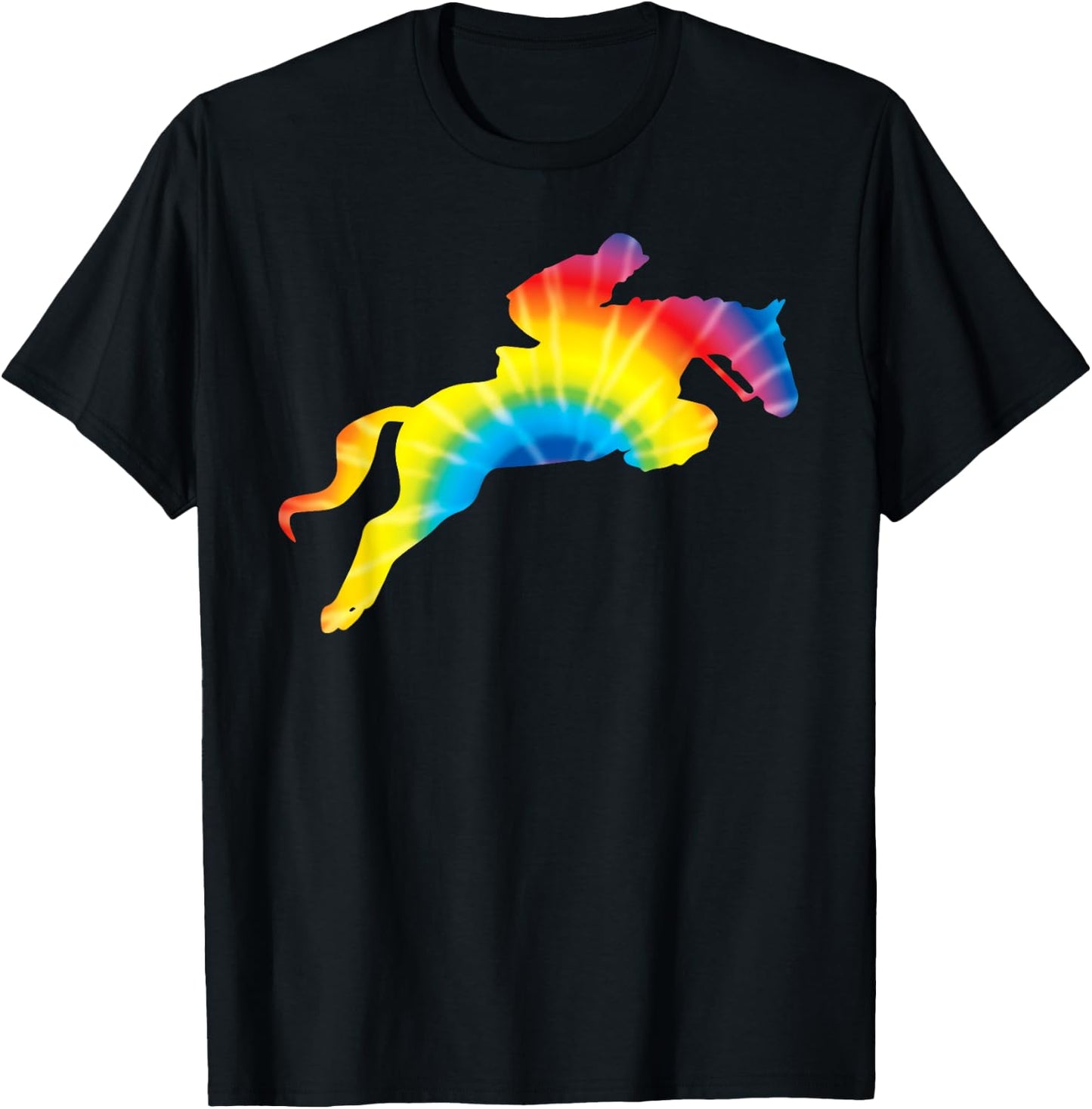 Tie Dye English Hunter Jumper Girl Riding Horse Gift T-Shirt - T-Shirt | Black