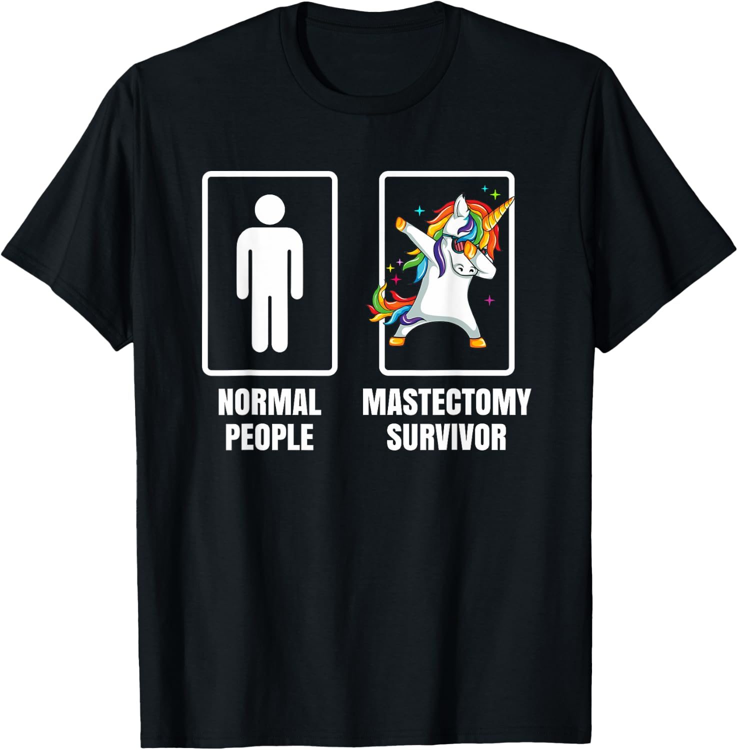 Dabbing Unicorn Mastectomy Surgery Survivor Recovery Gift T-Shirt - T-Shirt | Black