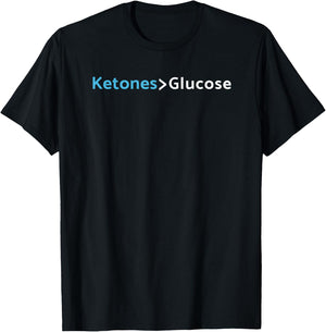 Ketones>Glucose Low-Carb Keto Ketones Greater Than Glucose T-Shirt - T-Shirt | Black