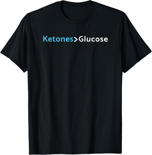 Ketones>Glucose Low-Carb Keto Ketones Greater Than Glucose T-Shirt - T-Shirt | Black