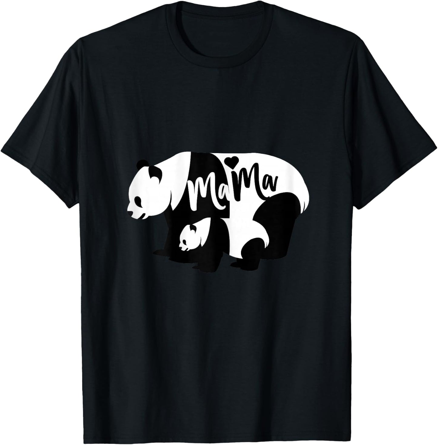 Cute Panda Mama & Cub Bear Mom T-Shirt - T-Shirt | Black
