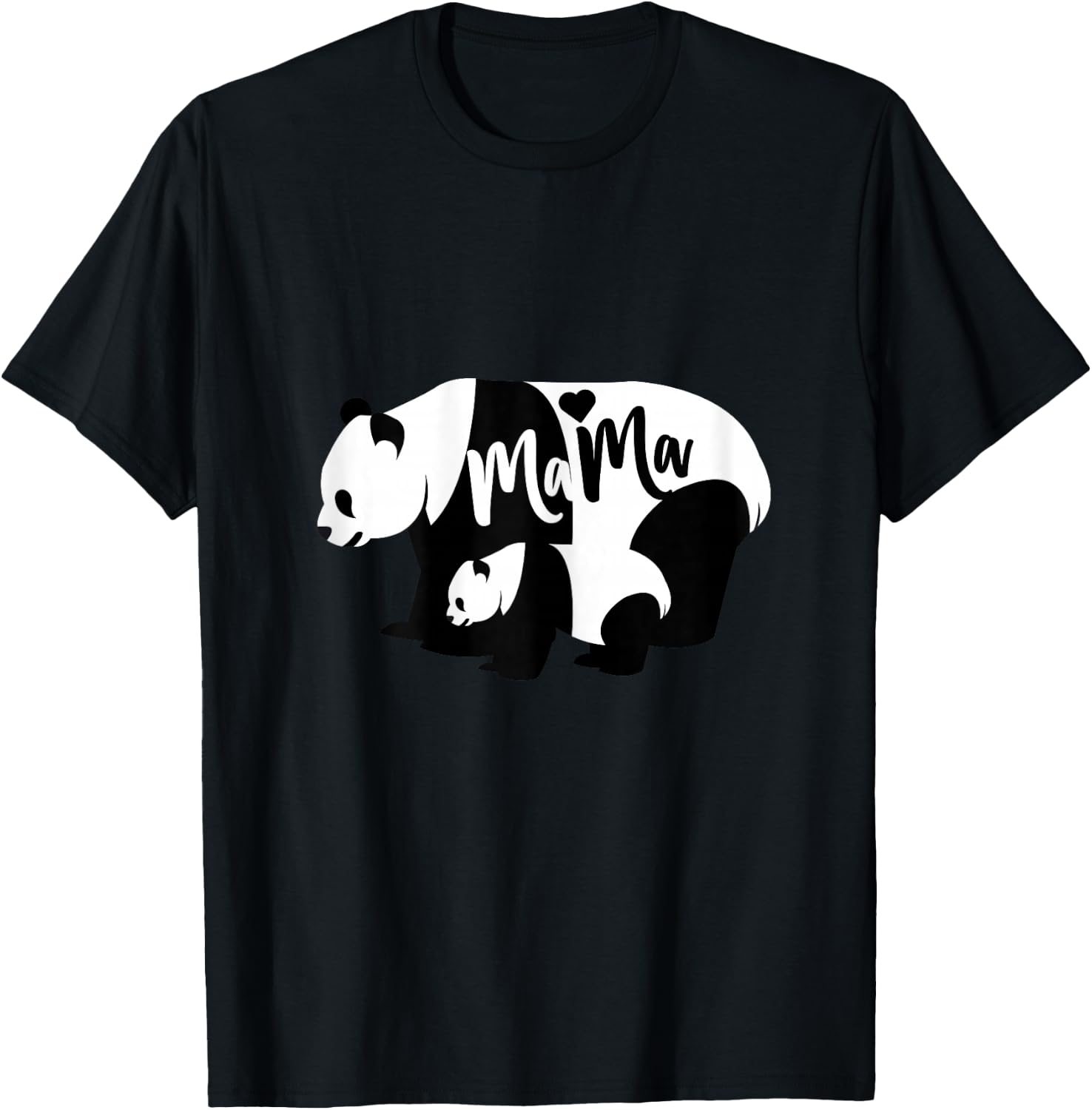 Cute Panda Mama & Cub Bear Mom T-Shirt - T-Shirt | Black