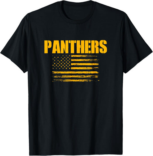 Lufkin Panthers USA Flag Pride T-Shirt - T-Shirt | Black
