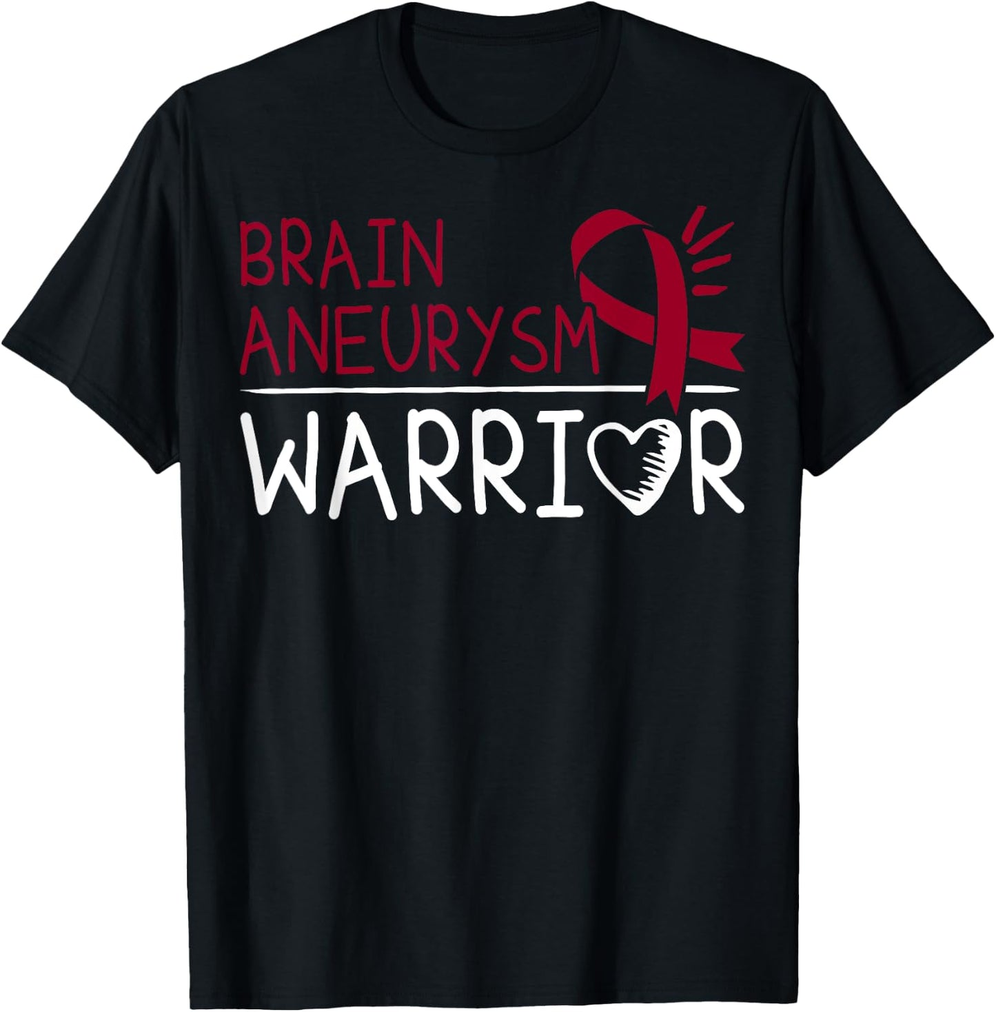 Brain Aneurysm Gift - Burgundy Awareness Ribbon T-Shirt - T-Shirt | Black