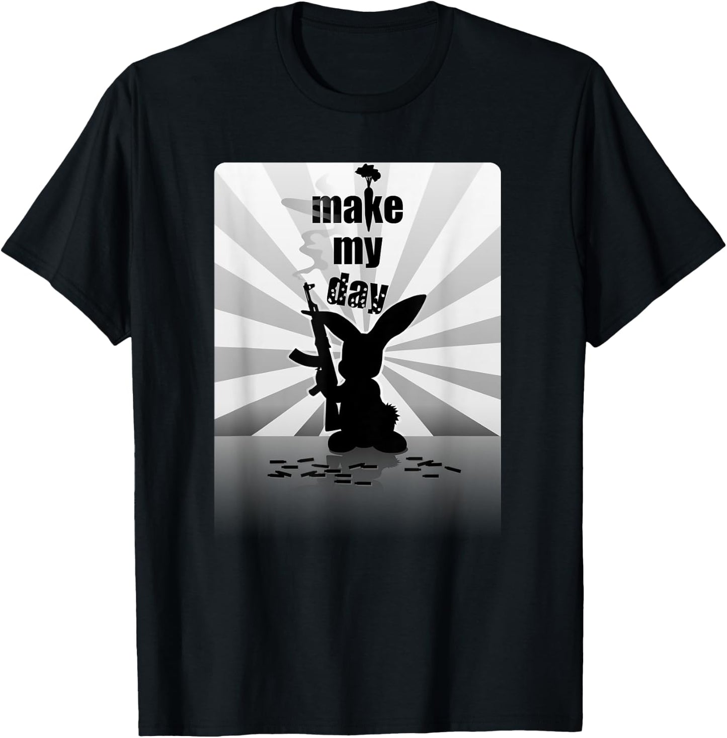 Bunny Rabbit Animal Attitude Guns Humor Cool T Shirt T-Shirt - T-Shirt | Black