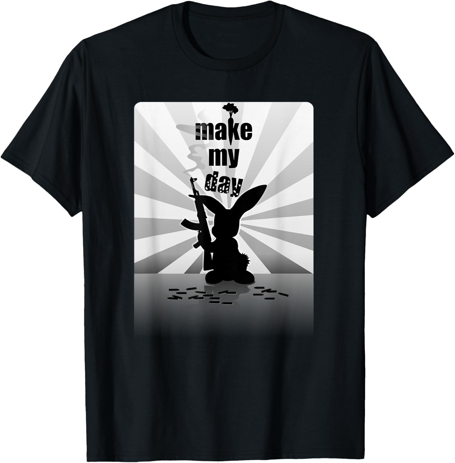 Bunny Rabbit Animal Attitude Guns Humor Cool T Shirt T-Shirt - T-Shirt | Black