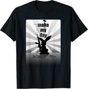 Bunny Rabbit Animal Attitude Guns Humor Cool T Shirt T-Shirt - T-Shirt | Black