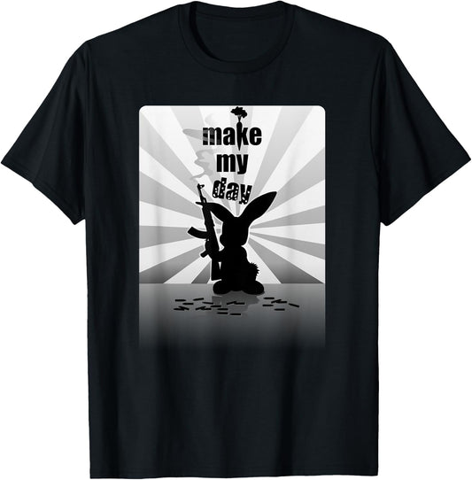 Bunny Rabbit Animal Attitude Guns Humor Cool T Shirt T-Shirt - T-Shirt | Black