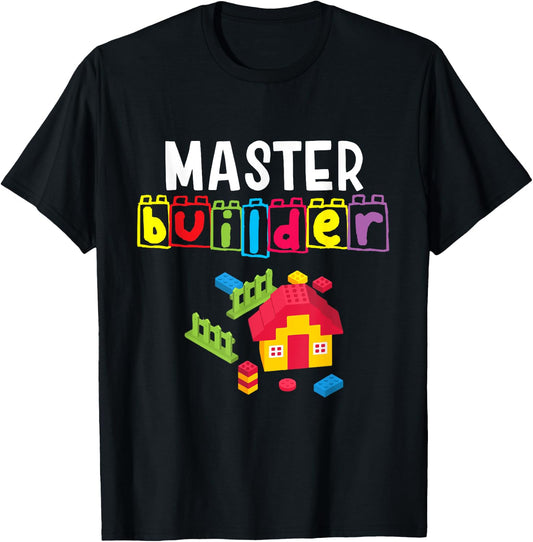 Master Builder - Building Blocks - Brick Builders Toys Gift T-Shirt - T-Shirt | Black