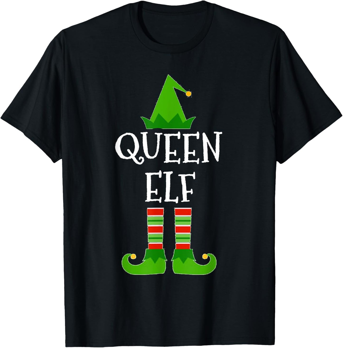 Queen Elf Matching Family Group Christmas T Shirt T-Shirt - T-Shirt | Black