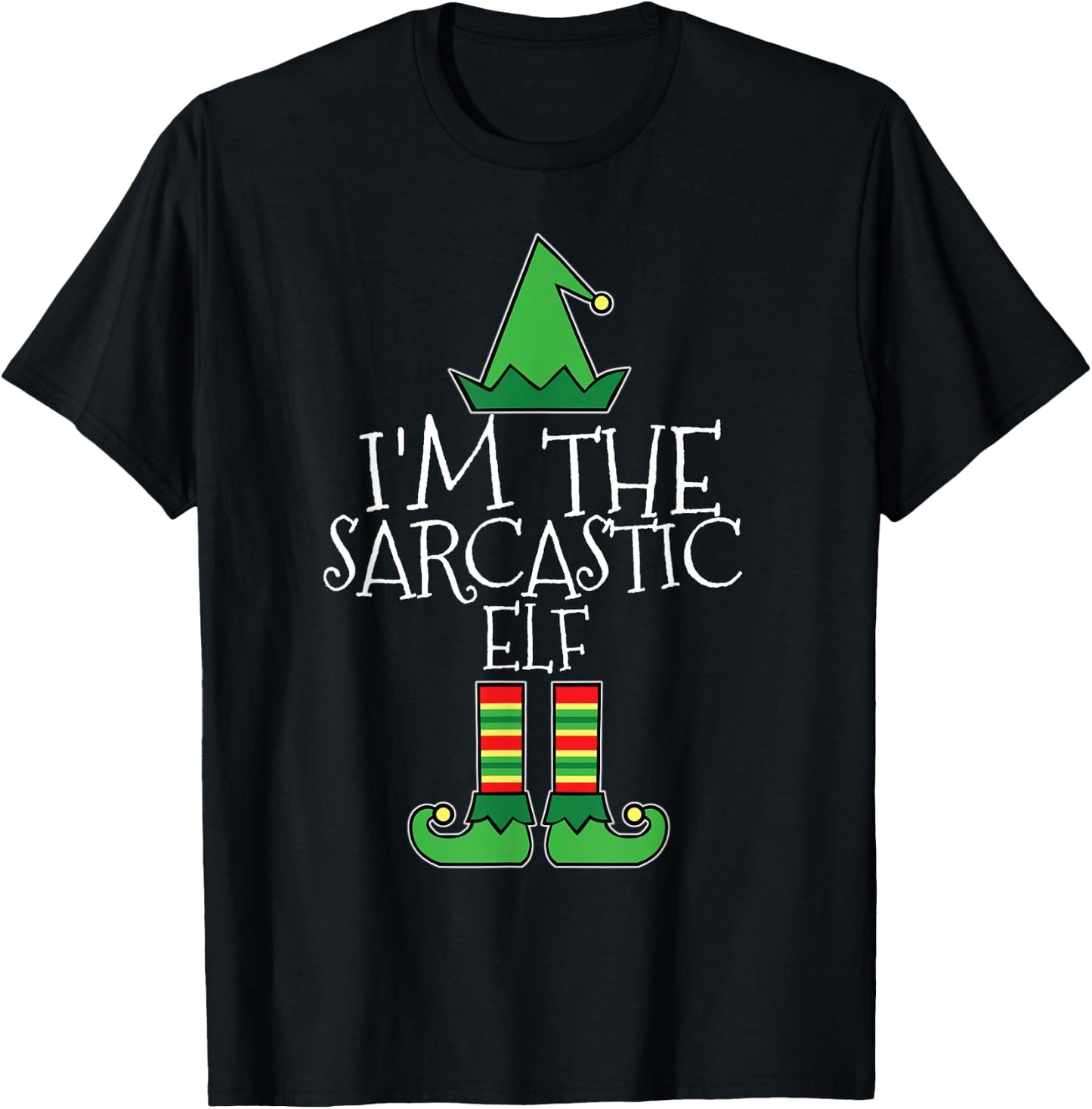 I'm The Sarcastic Elf Matching Family Christmas T Shirt PJs T-Shirt - T-Shirt | Black