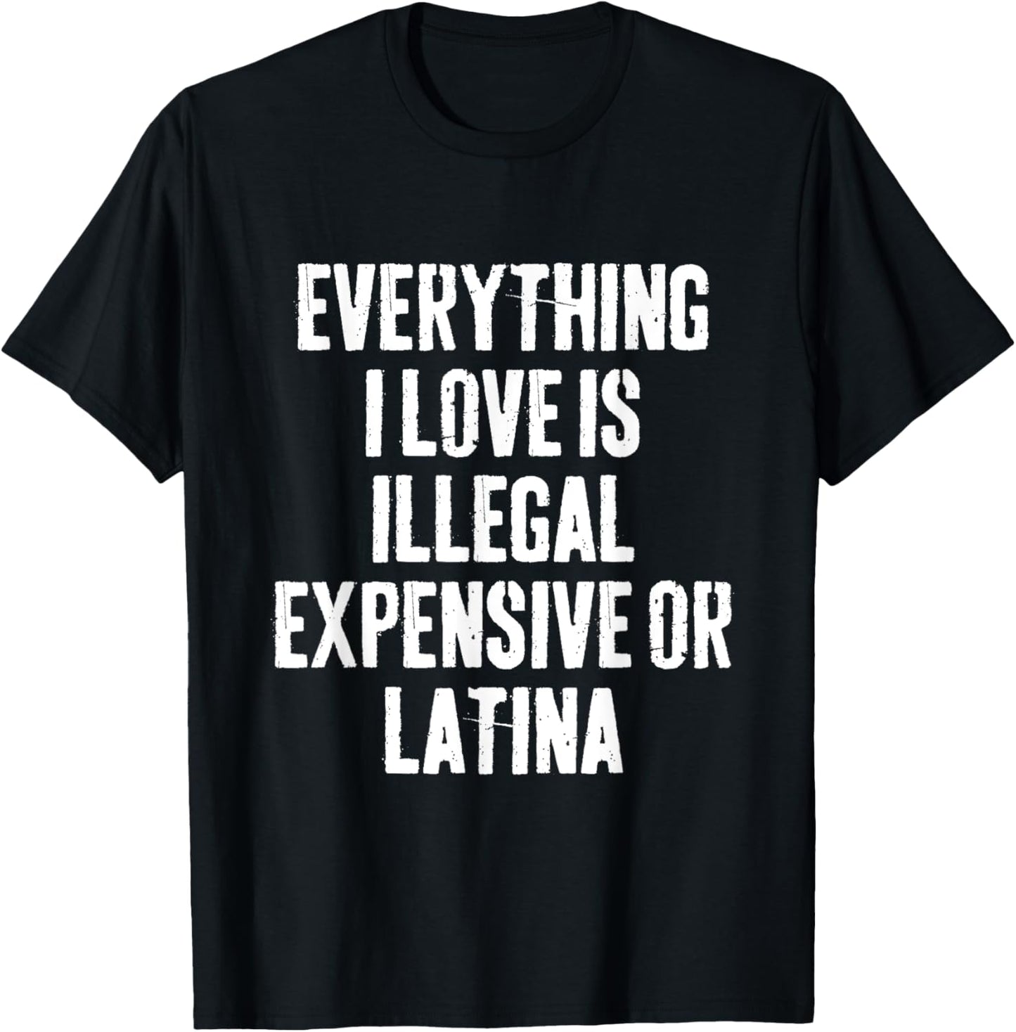 Everything I Love Is Illegal Expensive Or Latina Retro Joke T-Shirt - T-Shirt | Black