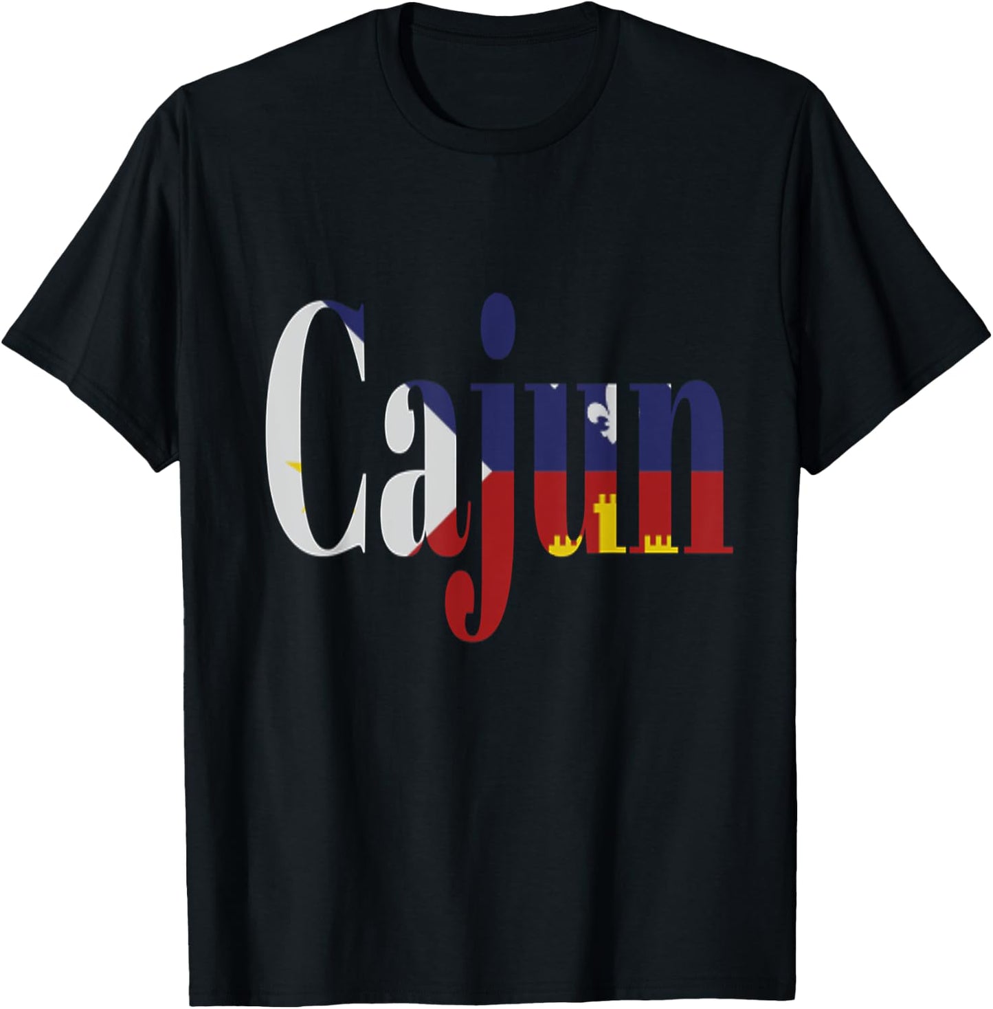 Cajun Pride Acadian Flag Cajun Shirt T-Shirt - T-Shirt | Black