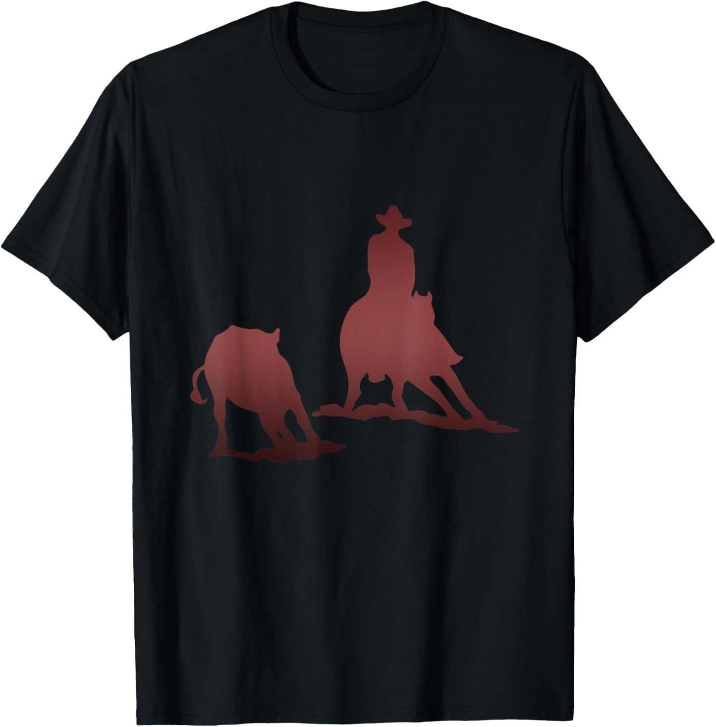 Cutting Horse and Rider Cutting Cattle T-Shirt - T-Shirt | Black