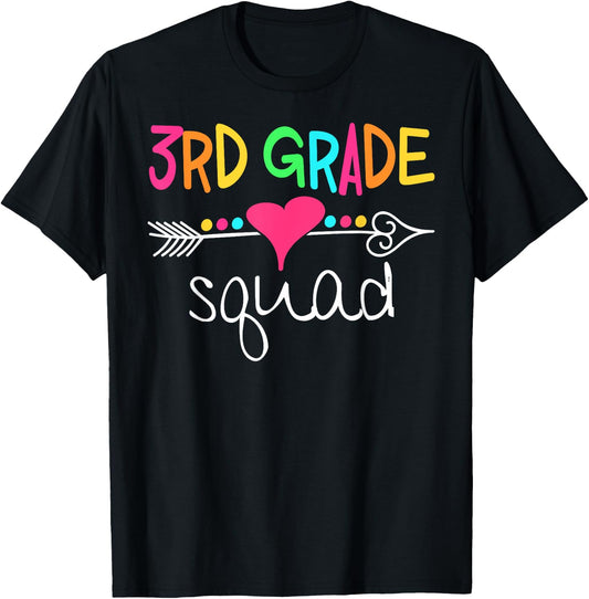 3rd Grade Squad Third Teacher Student Team Back To School Women Girls Kids T-Shirt - T-Shirt | Black