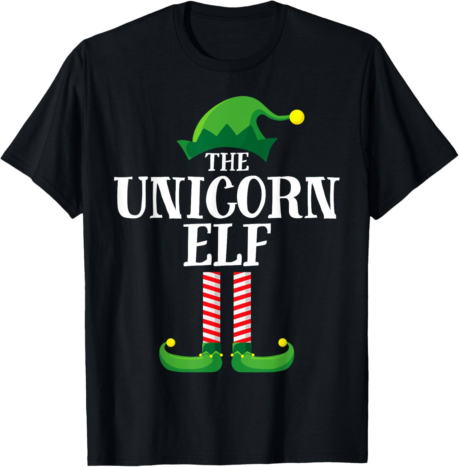 Unicorn Elf Matching Family Group Christmas Party Pyjamas T-Shirt - T-Shirt | Black