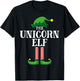 Unicorn Elf Matching Family Group Christmas Party Pyjamas T-Shirt - T-Shirt | Black