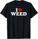I Love Weed - Heart T-Shirt - T-Shirt | Black