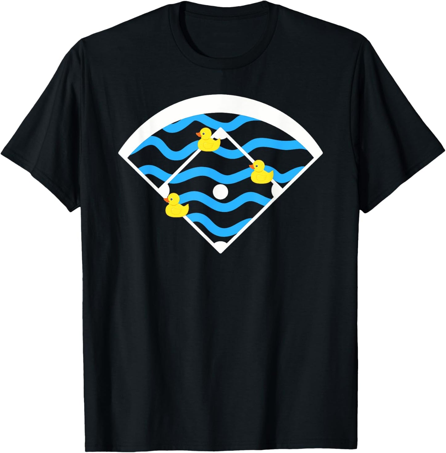 Ducks Left on the Pond Funny Baseball Field T-Shirt - T-Shirt | Black