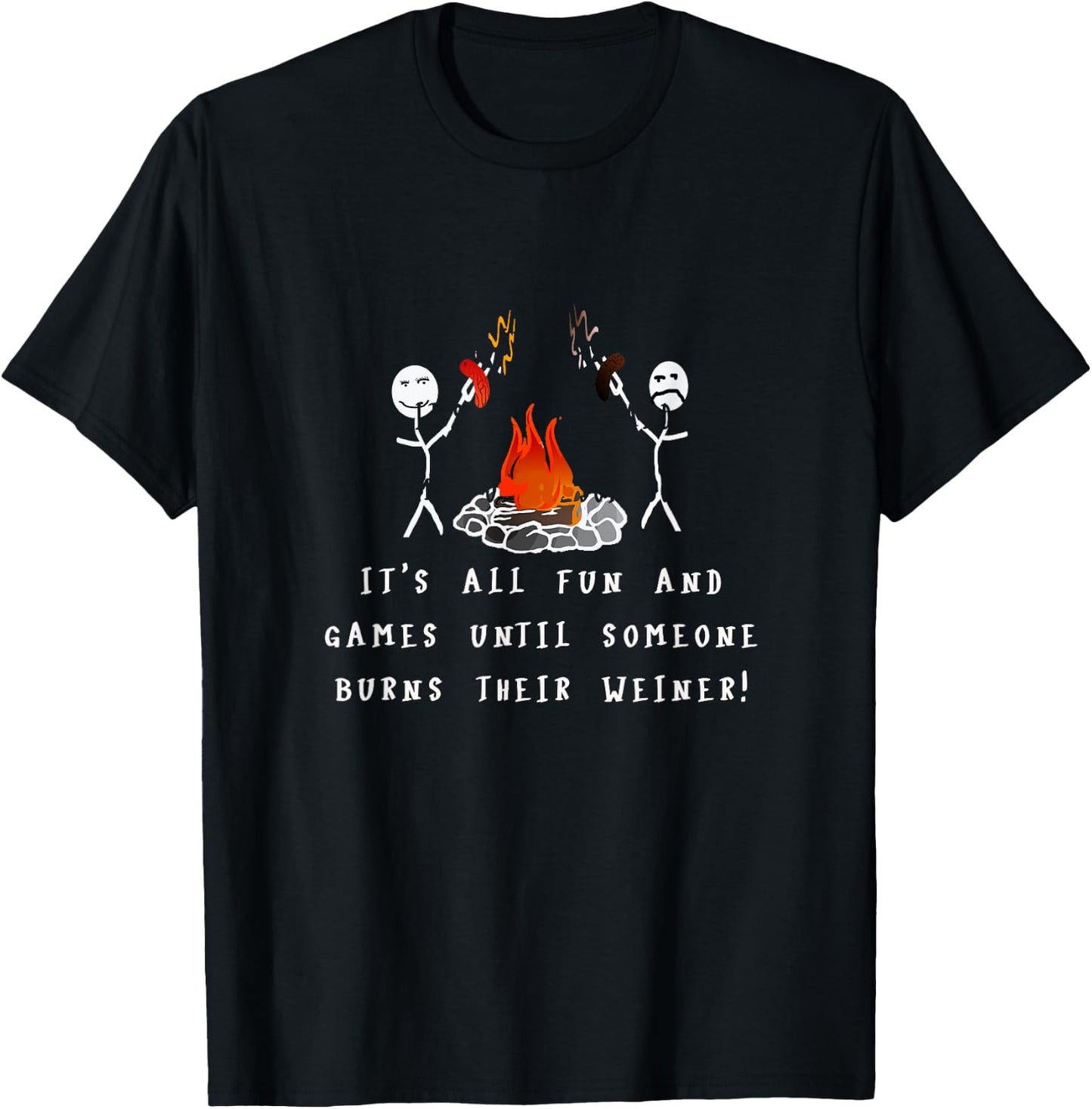 Funny camping burnt weiner T-Shirt - T-Shirt | Black