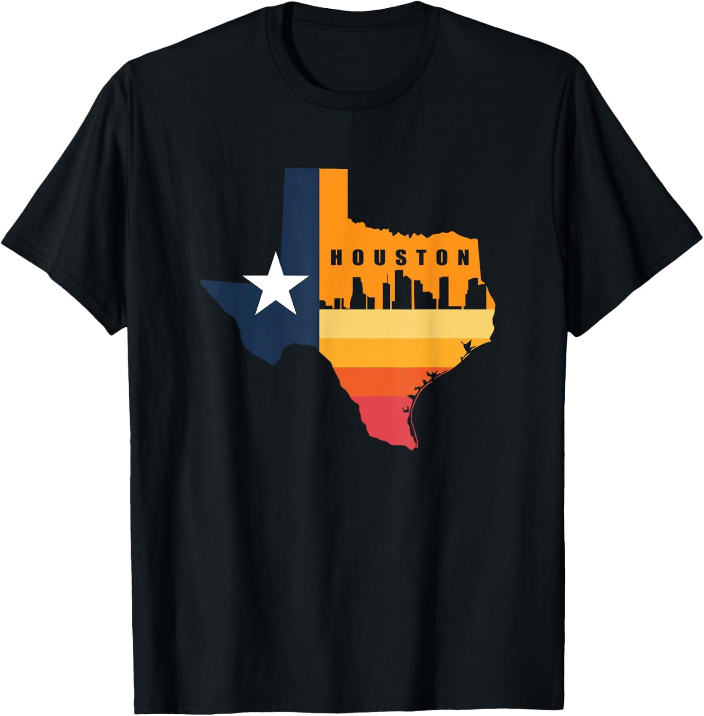 Houston City Texas Map for Patriotic Texan T-Shirt - T-Shirt | Black