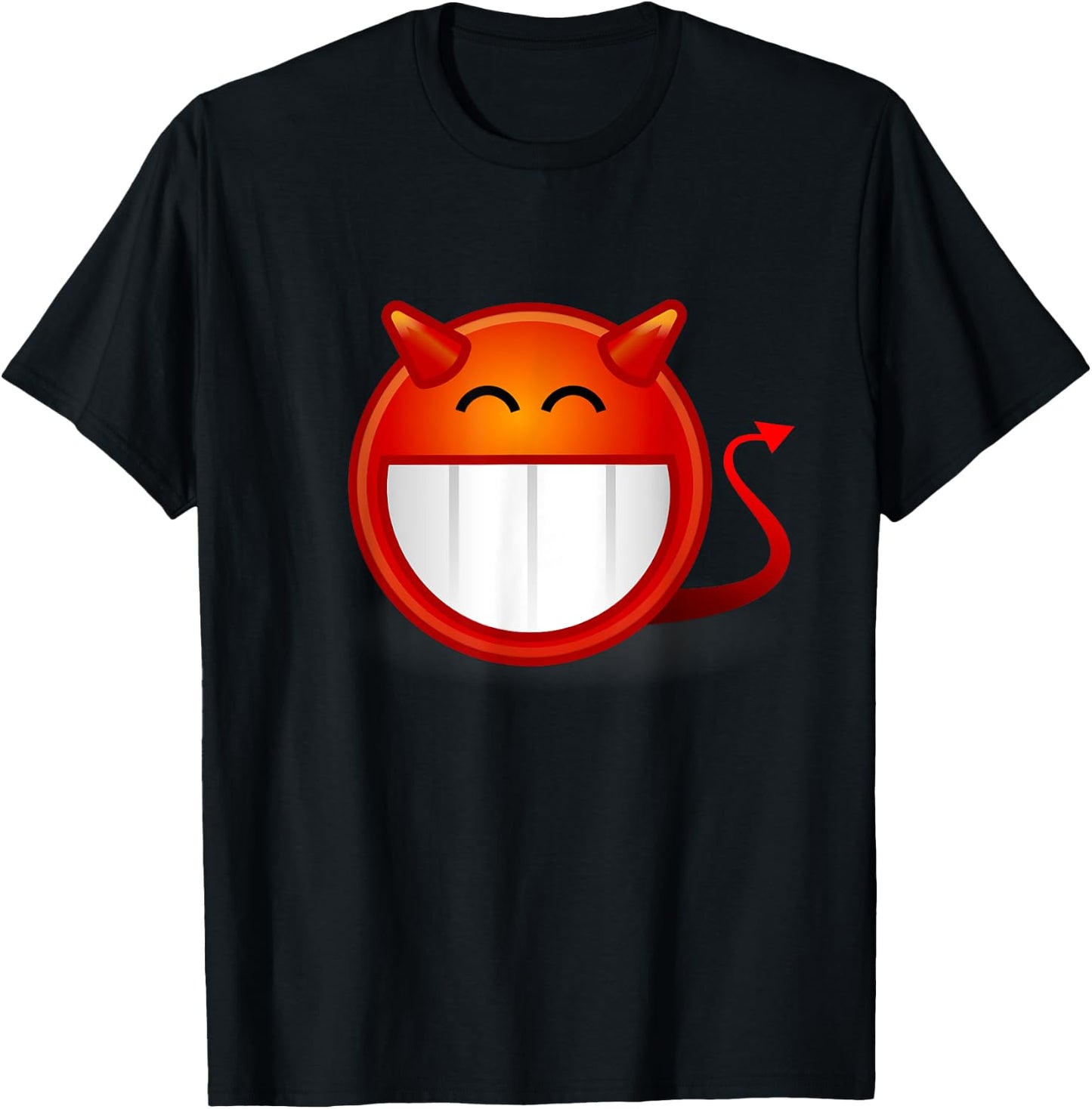 Evil Devil With Horns Emoticon - Satan - Lucifer 666 T-Shirt - T-Shirt | Black