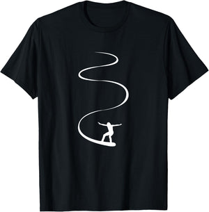 Ride Line Snowboarder Snowboard Ski | Man Woman Kids T-Shirt - T-Shirt | Black
