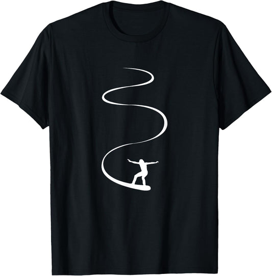 Ride Line Snowboarder Snowboard Ski | Man Woman Kids T-Shirt - T-Shirt | Black