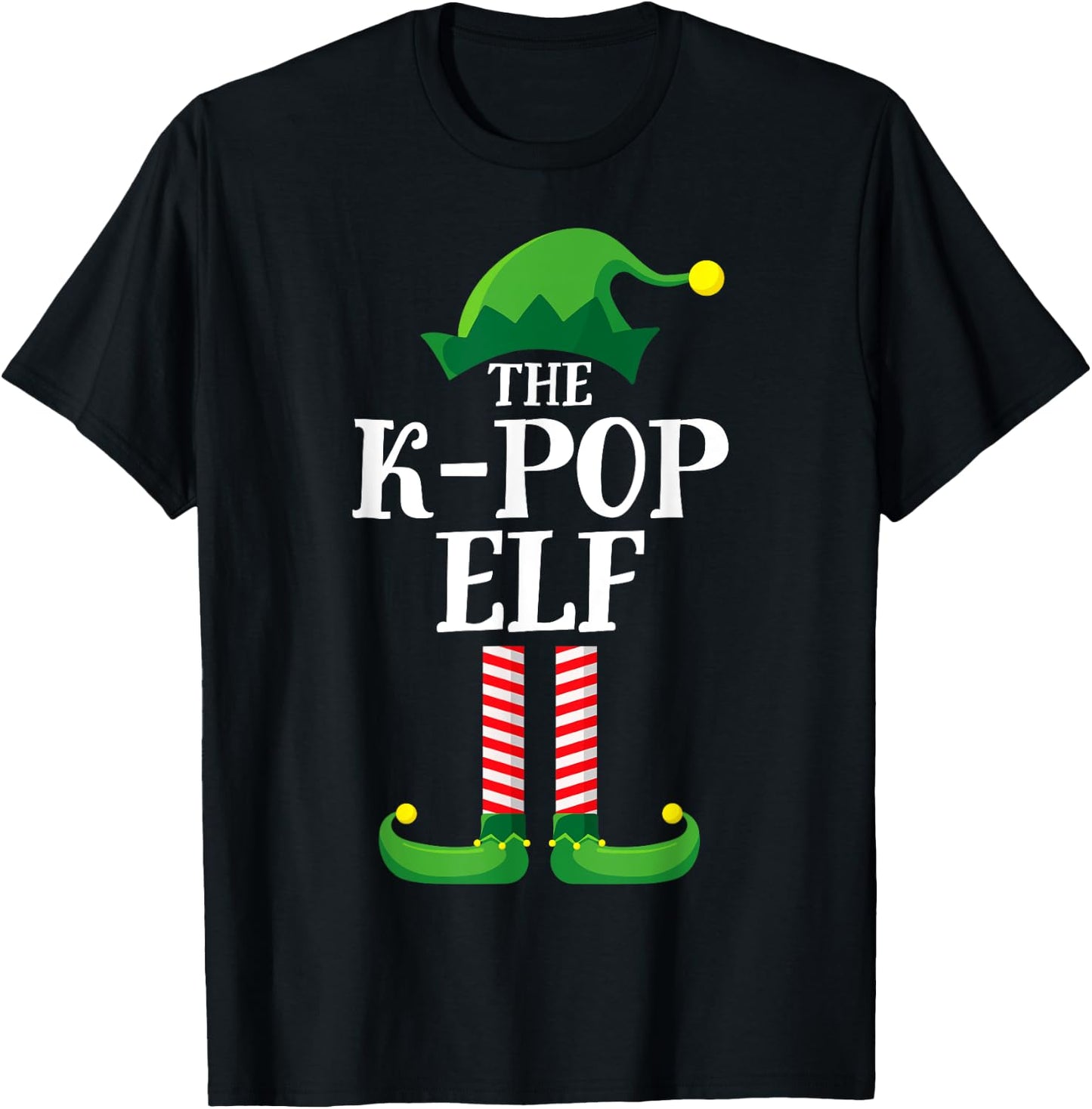 K-Pop Elf Matching Family Group Christmas Party Pyjamas T-Shirt - T-Shirt | Black