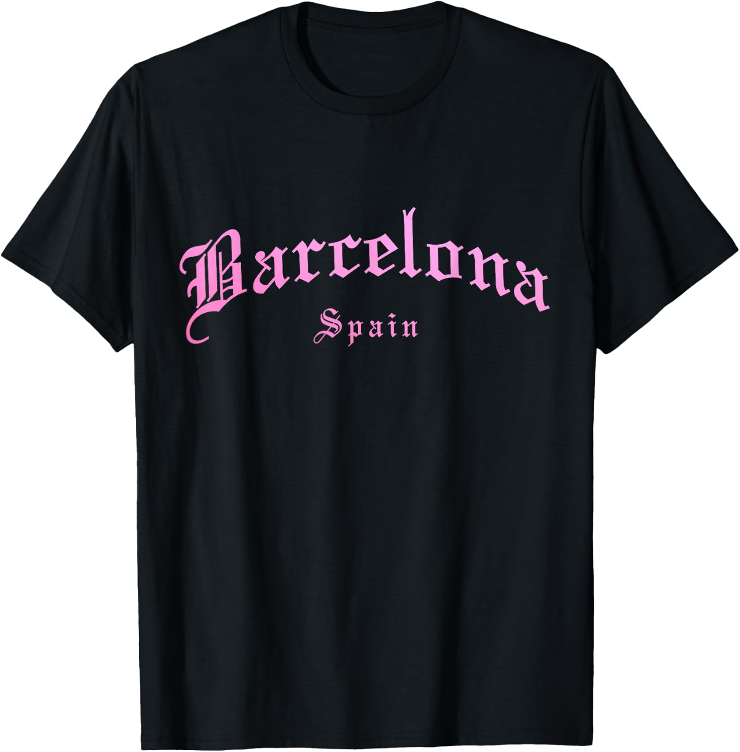 Barcelona Spain Vintage Old School English Font T-Shirt - T-Shirt | Black