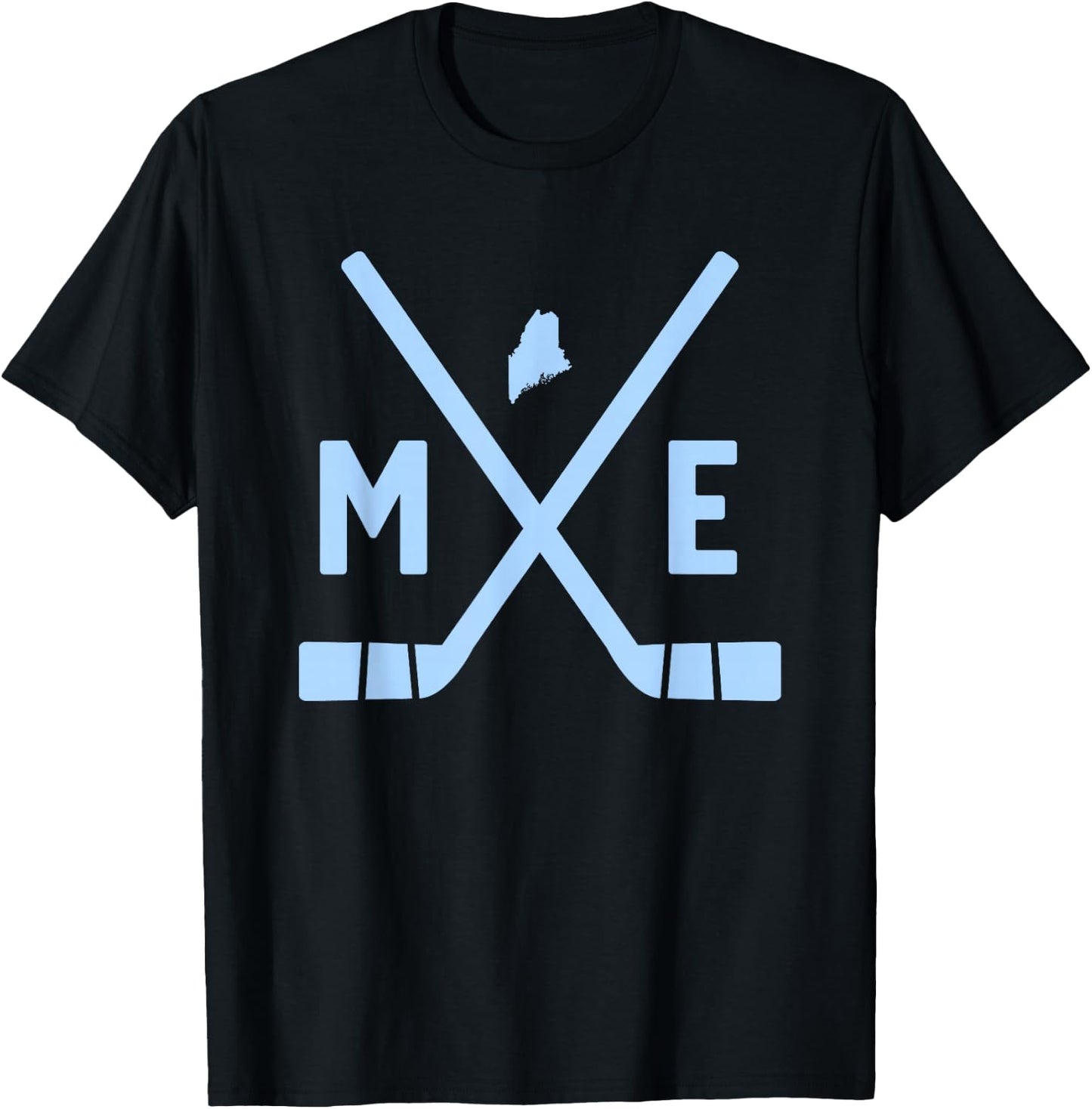 Vintage Maine Ice Hockey Sticks State Outline T-Shirt - T-Shirt | Black