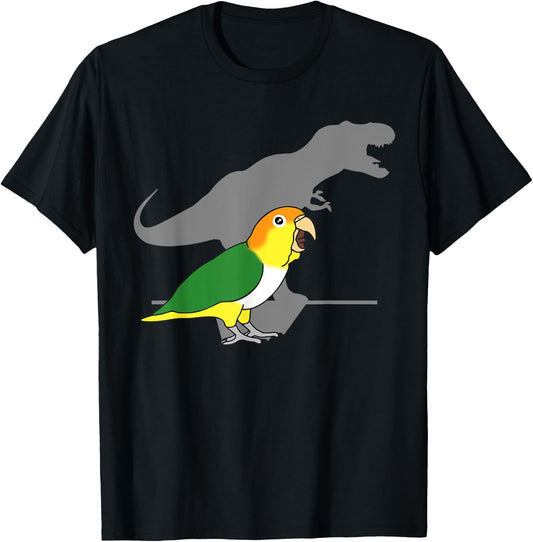 White bellied caique T-rex, birb memes, dinosaur parrot T-Shirt - T-Shirt | Black