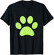 Lime Green Paw Print Dog Lover T-Shirt - T-Shirt | Black