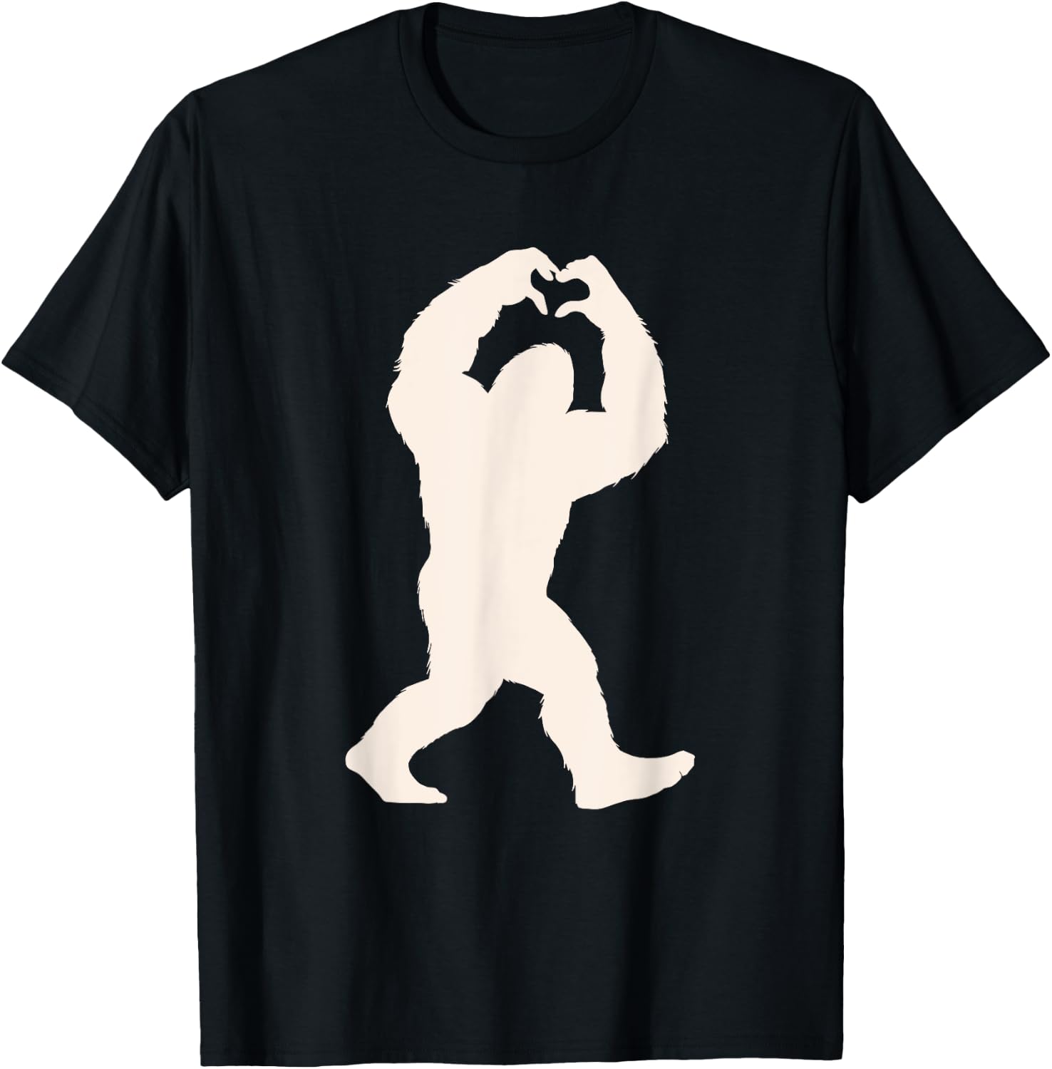 Funny Bigfoot Heart Women Men Kids Bigfoot Love with Heart T-Shirt - T-Shirt | Black