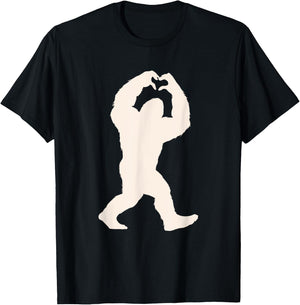 Funny Bigfoot Heart Women Men Kids Bigfoot Love with Heart T-Shirt - T-Shirt | Black