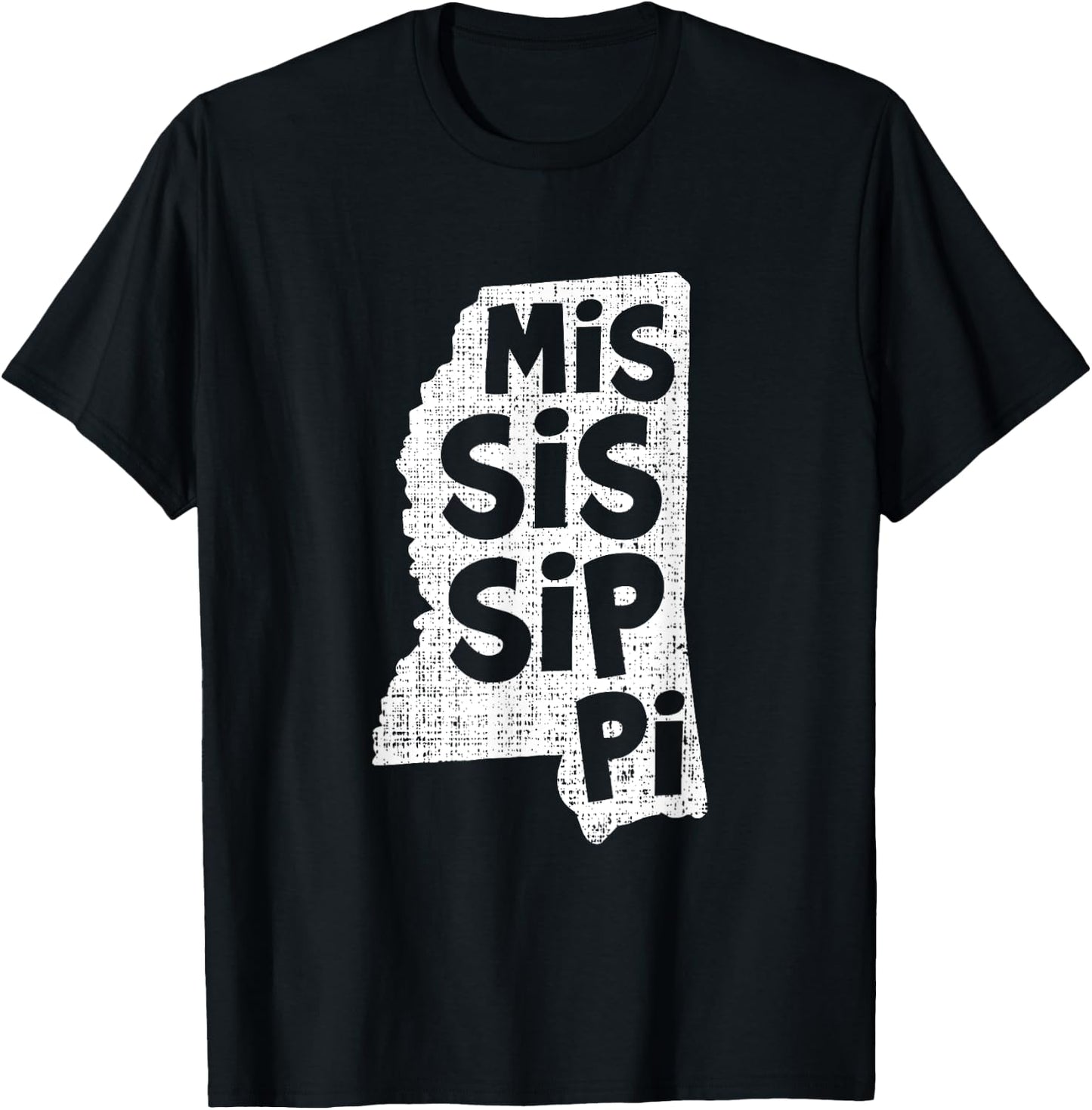 Mississippi State Lines Map Souvenir Gift T-Shirt - T-Shirt | Black
