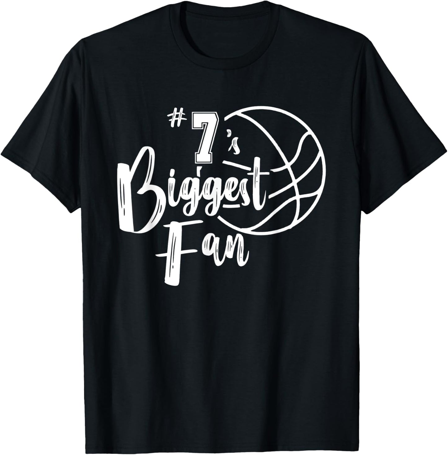 Number 7's Biggest Fan Shirt Basketball Player Mom Dad T-Shirt - T-Shirt | Black