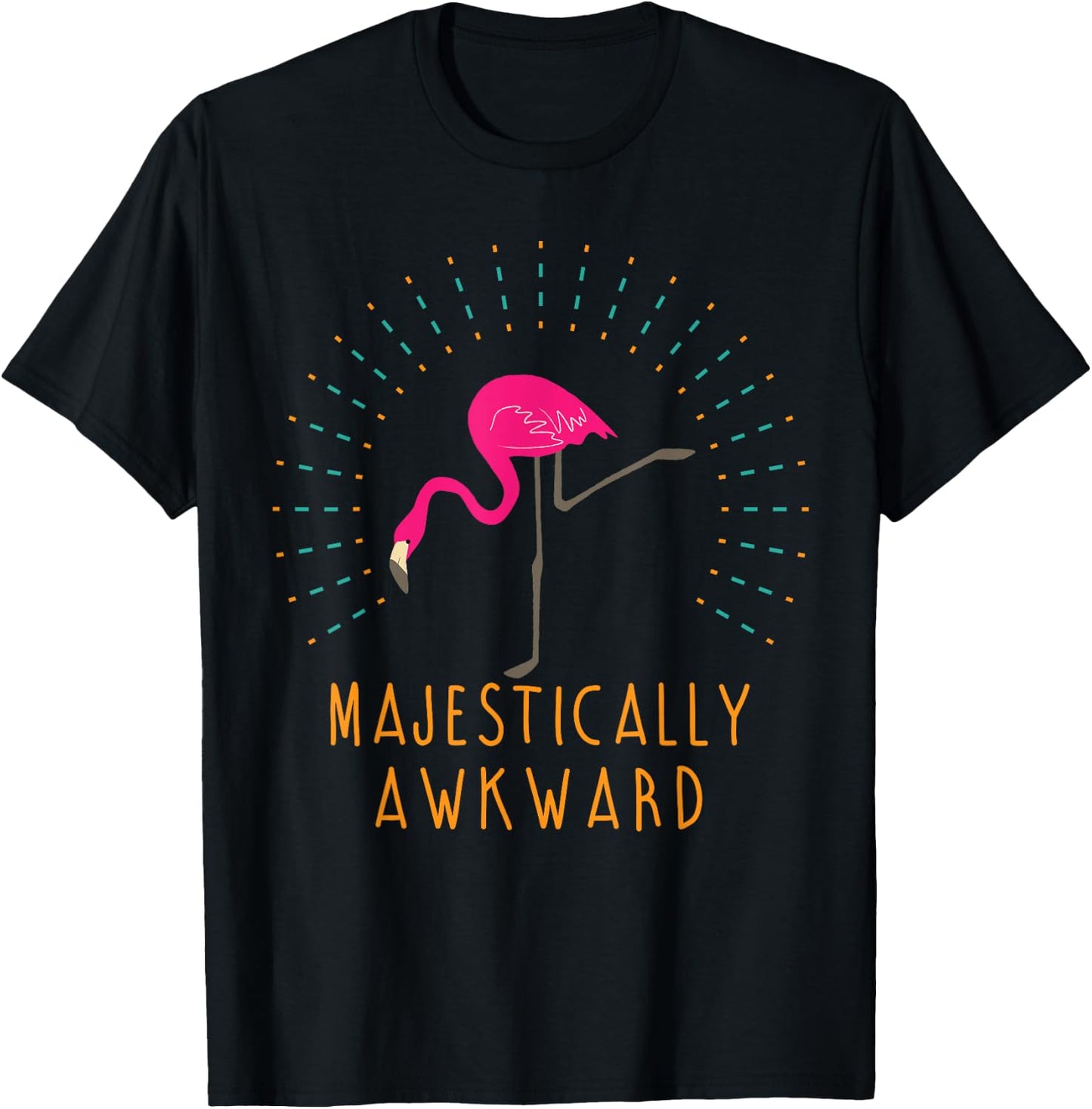 Majestically Awkward Funny Flamingo Novelty Gift T-Shirt - T-Shirt | Black