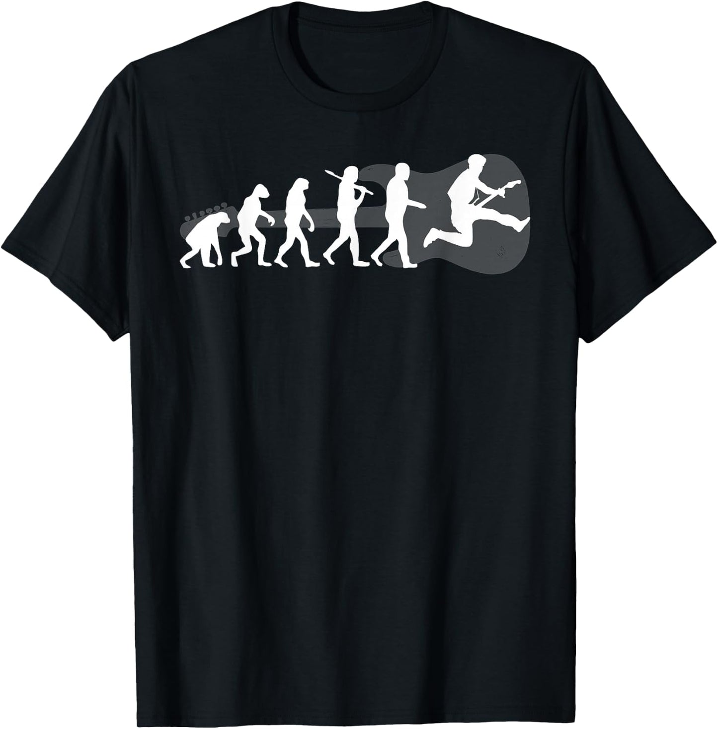 Guitar Music Evolution Funny Musician Fun T-Shirt - T-Shirt | Black